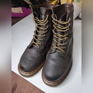 Dr Martens Brown Leather Lace-Up Combat Boots